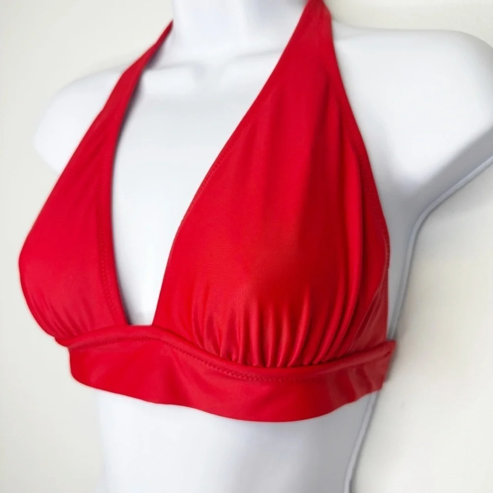 J. Crew Vibrant Red DD Halter Tie-Back Bikini Top Women’s Extra Extra Small XXS